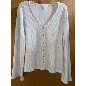 Ribbed faux button front top xxl by Time and Tru